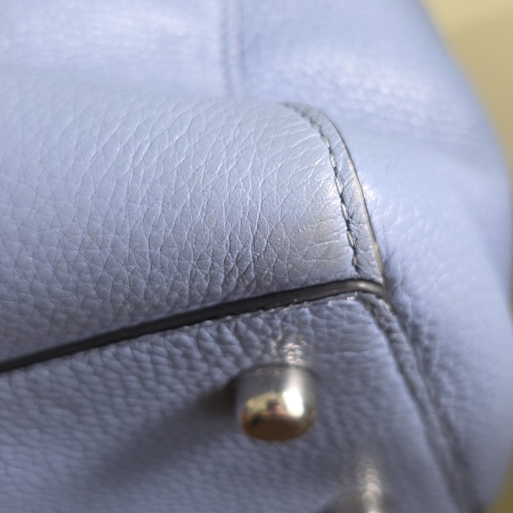 COACH C1566 Periwinkle Blue Pebbled Leather Marlie Tote Silver Chain Strap EUC - Picture 16 of 17